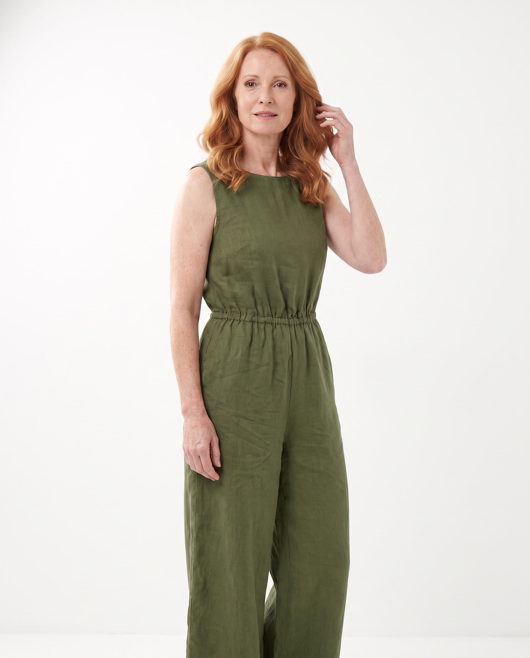 Kimberly | Elegant Linen Wide-Leg Jumpsuit - Solfae
