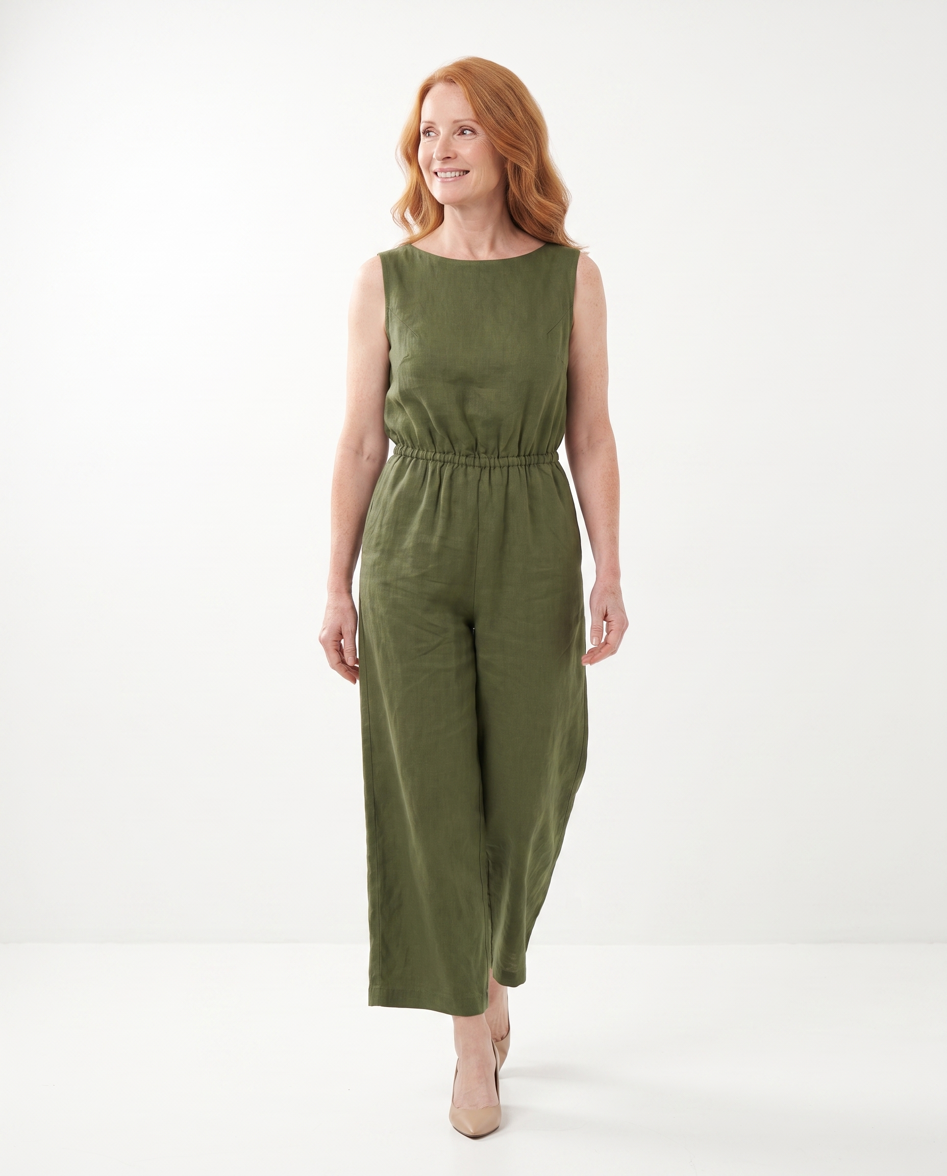 Kimberly | Elegant Linen Wide-Leg Jumpsuit - Solfae