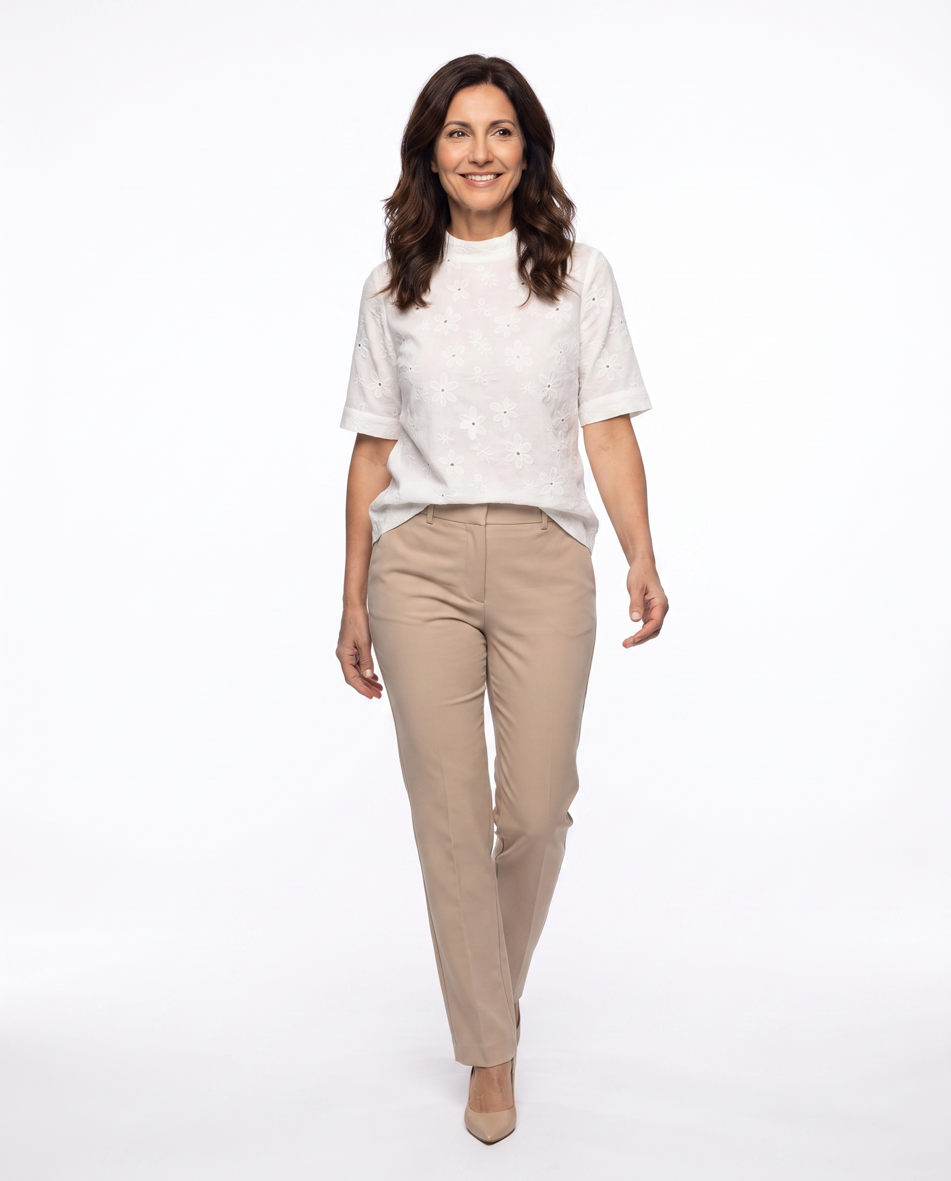 Kimberly | Feminine Eyelet Stand-Collar Blouse - Solfae