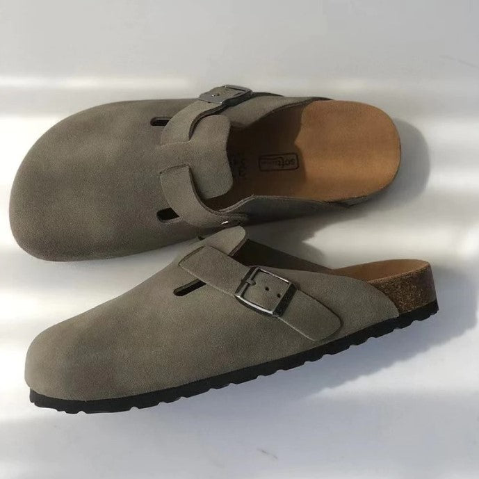 Laura | Comfortable Suede Boston Clogs - Solfae