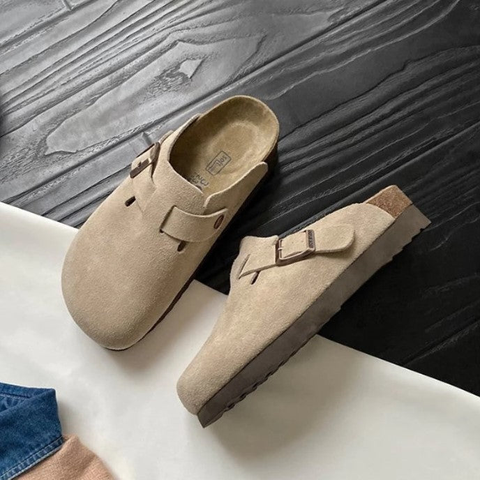 Laura | Comfortable Suede Boston Clogs - Solfae
