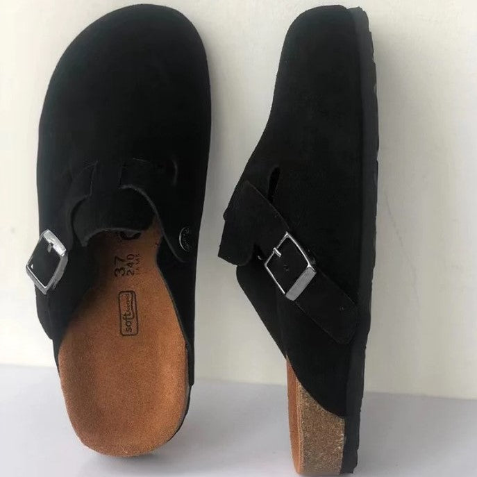 Laura | Comfortable Suede Boston Clogs - Solfae