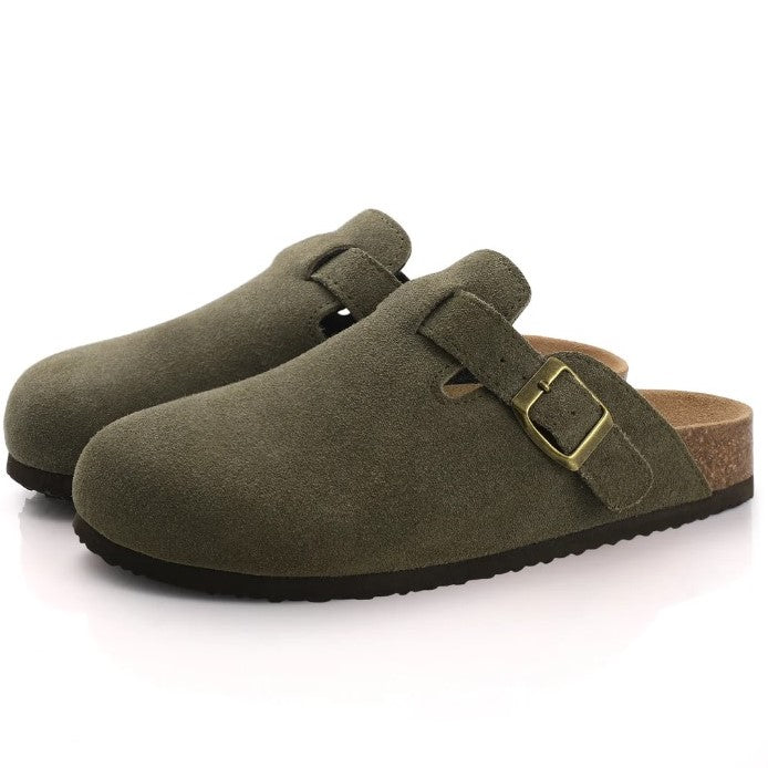 Laura | Comfortable Suede Boston Clogs - Solfae