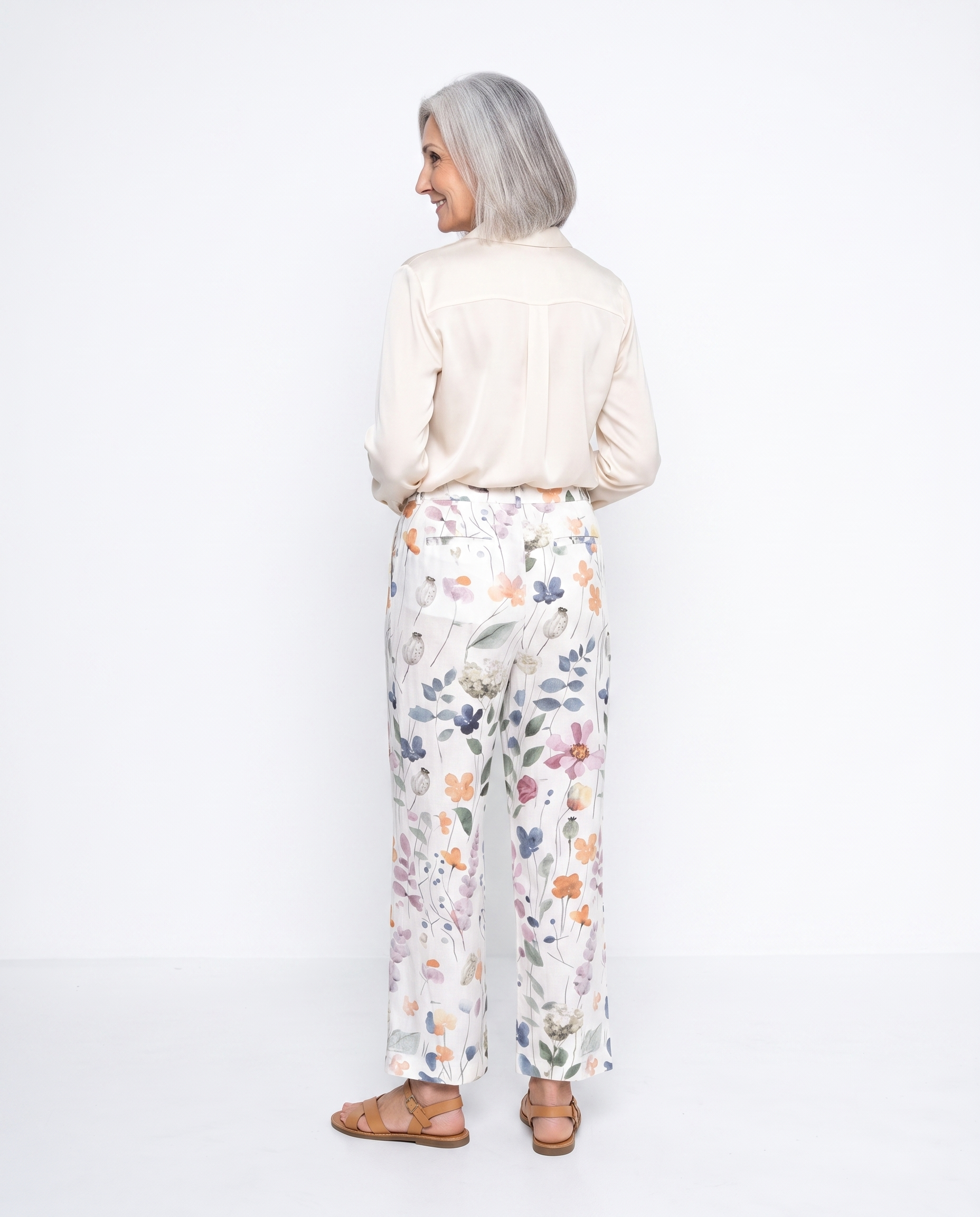 Laura | Feminine Floral Watercolor Pants - Solfae