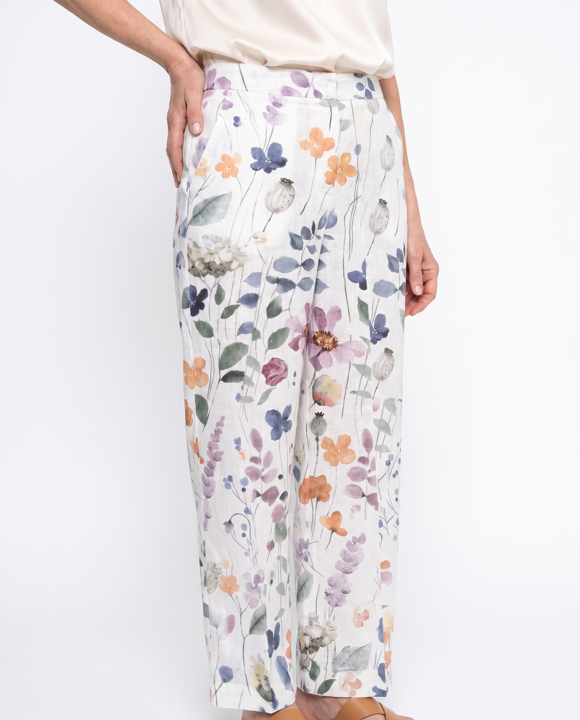 Laura | Feminine Floral Watercolor Pants - Solfae