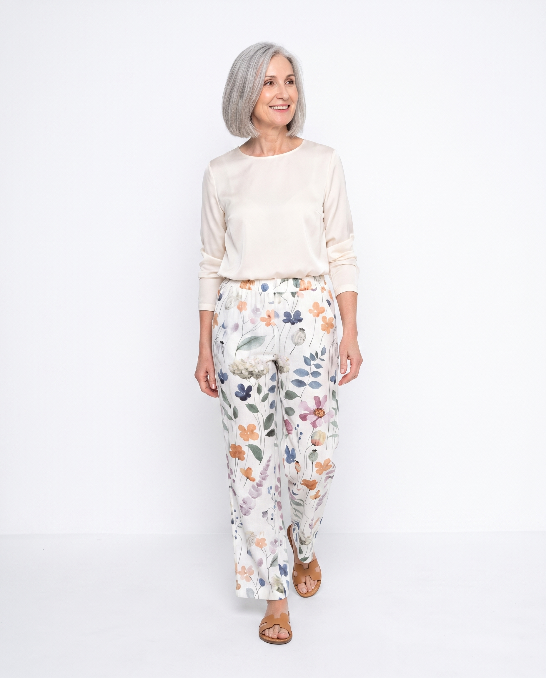 Laura | Feminine Floral Watercolor Pants - Solfae