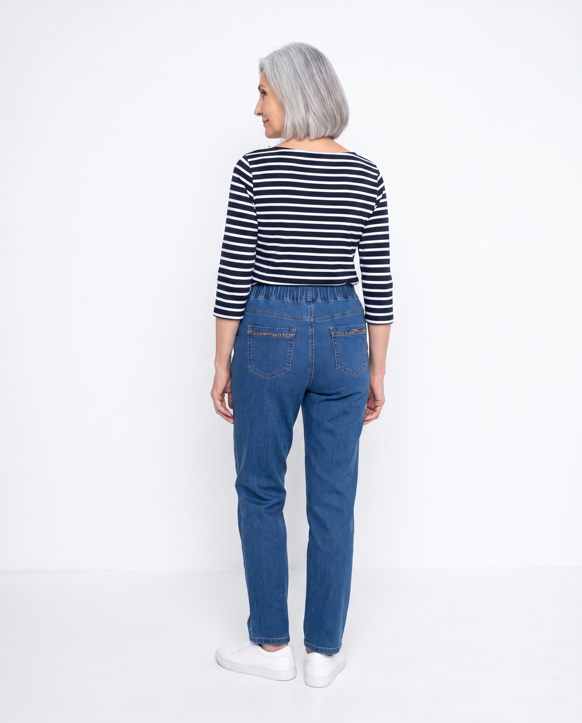 Lauren | Flattering Elastic-Waist Denim Pants - Solfae
