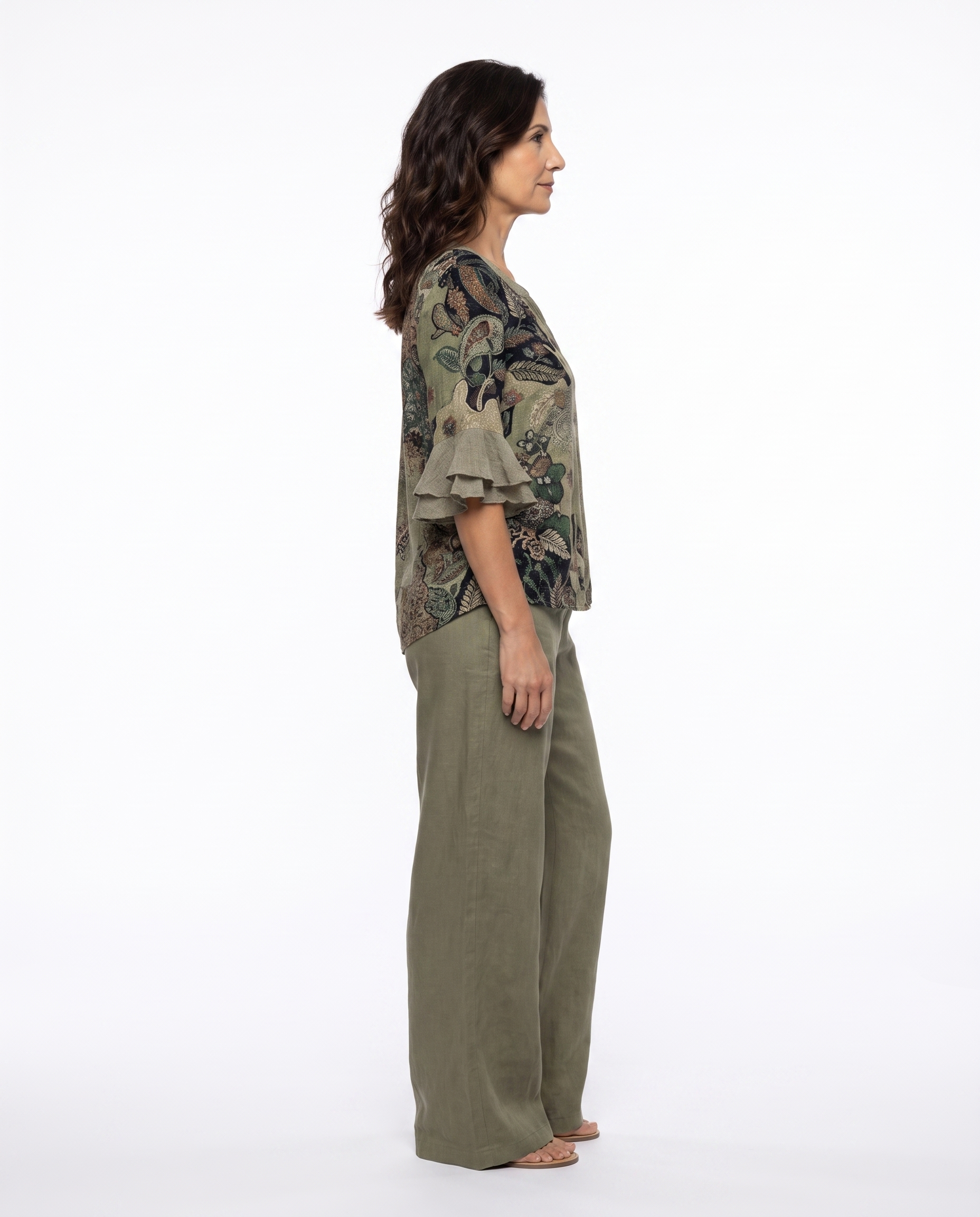 Lauren | Vintage Paisley Ruffle-Sleeve Blouse - Solfae