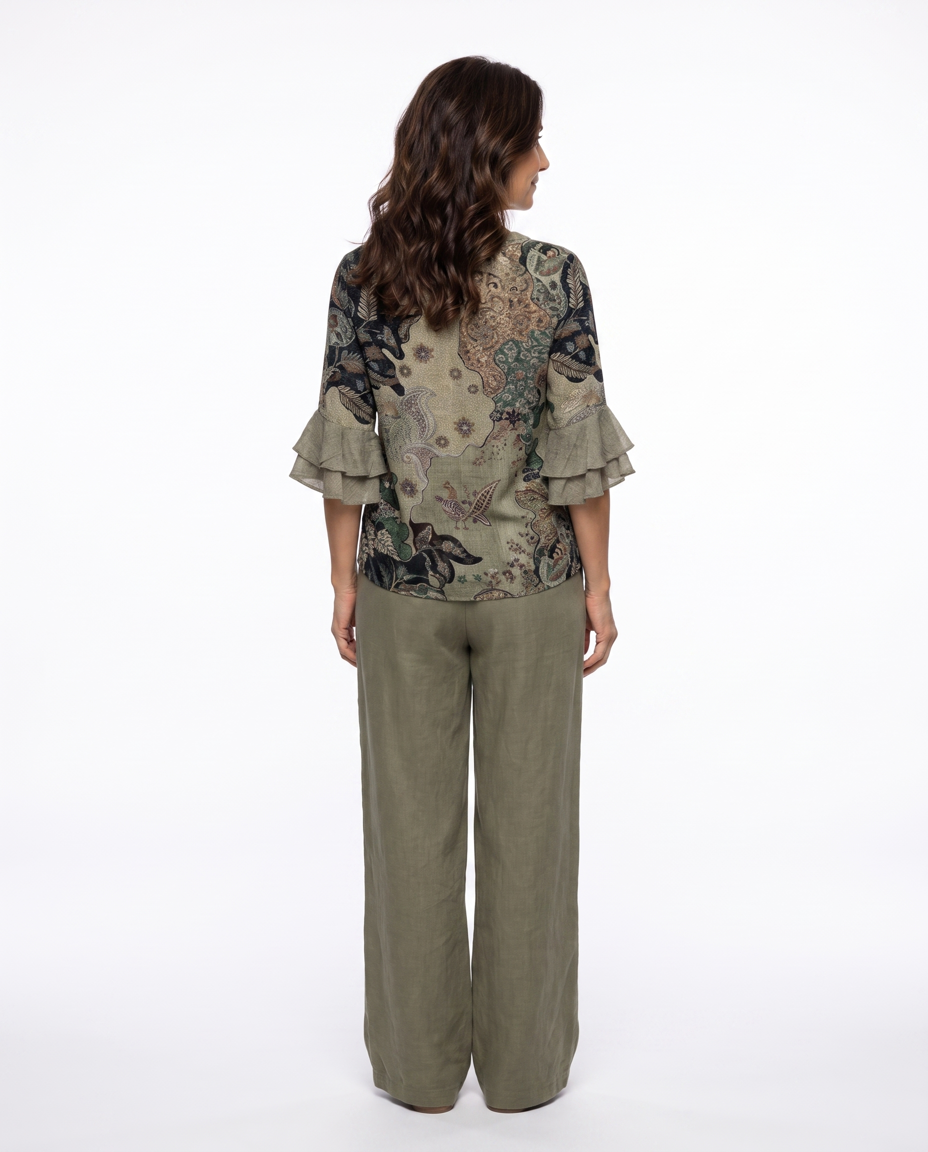 Lauren | Vintage Paisley Ruffle-Sleeve Blouse - Solfae