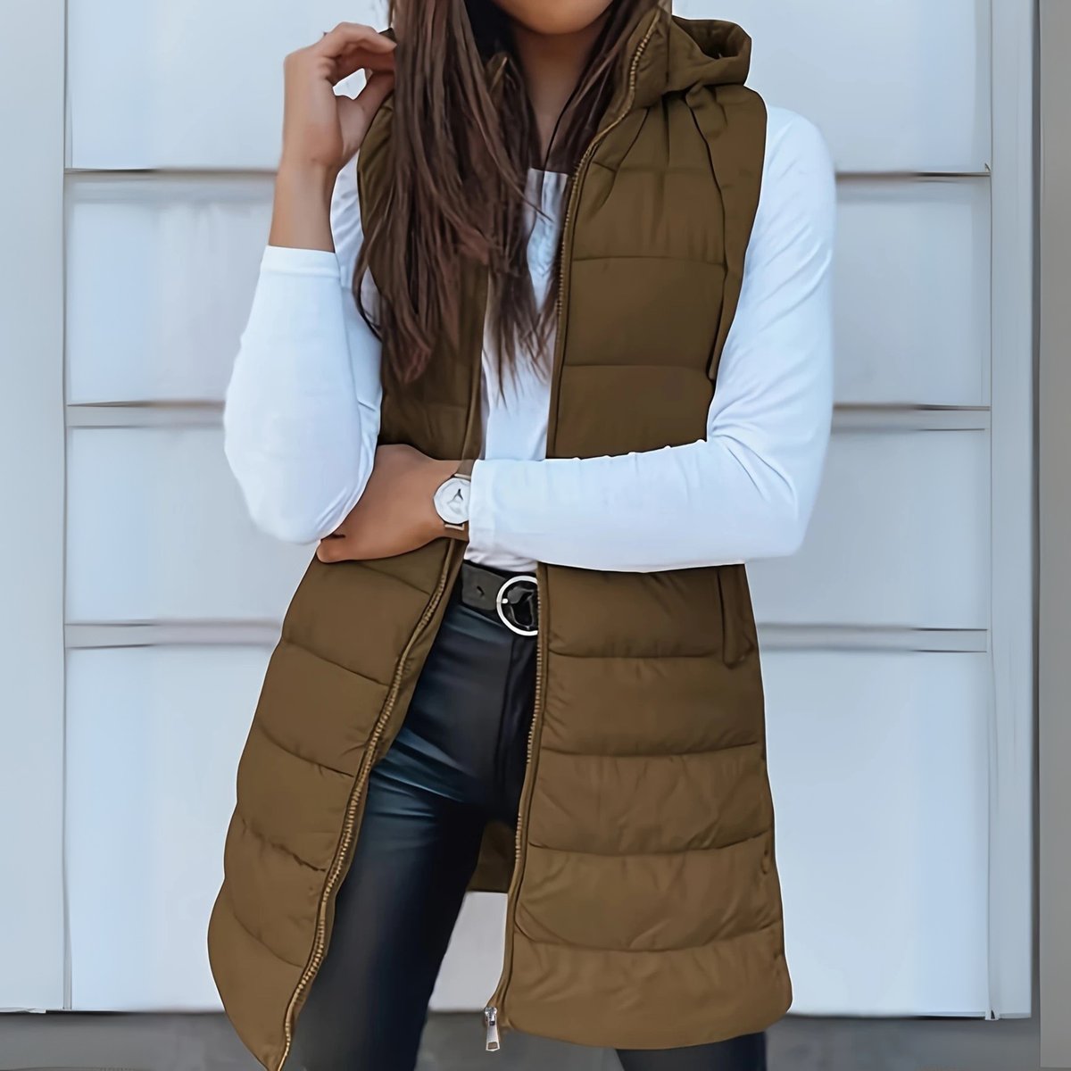 Madison | Elegant Hooded Puffer Vest - Solfae