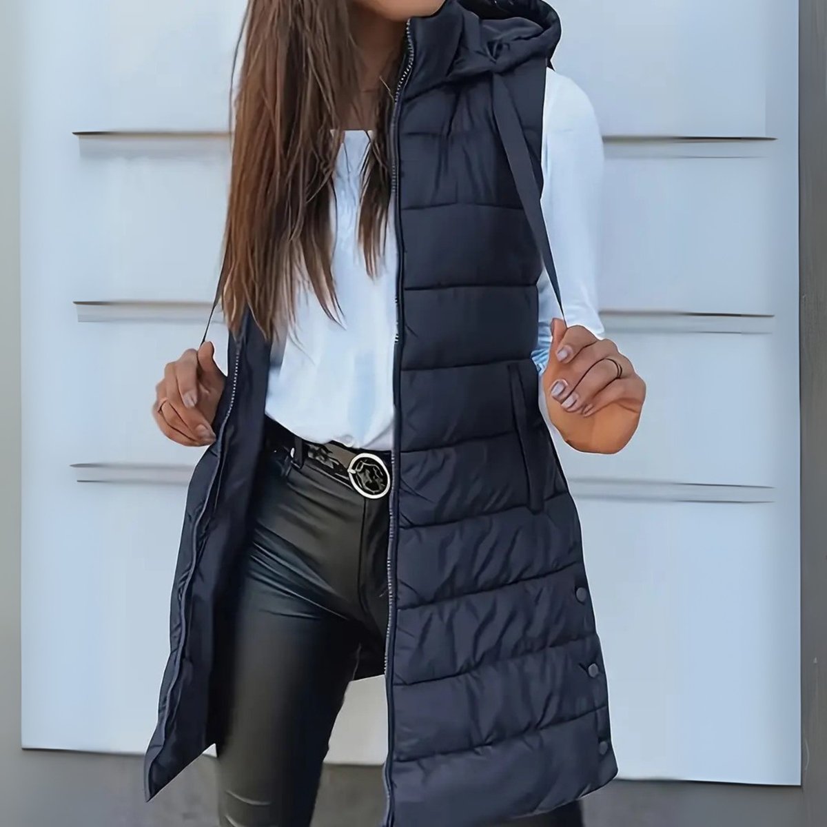 Madison | Elegant Hooded Puffer Vest - Solfae