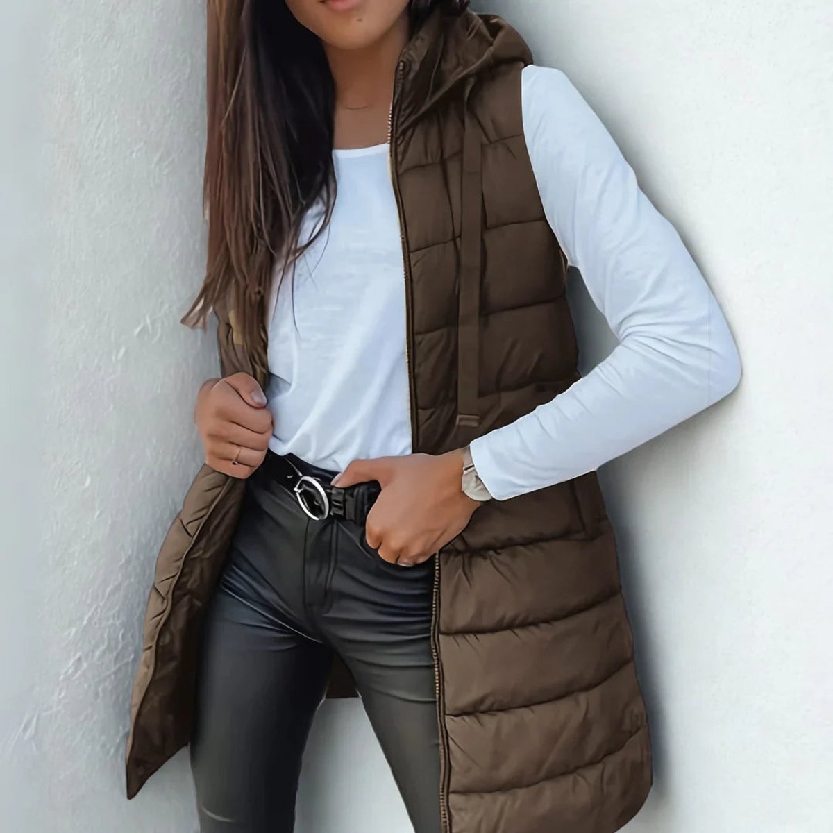Madison | Elegant Hooded Puffer Vest - Solfae