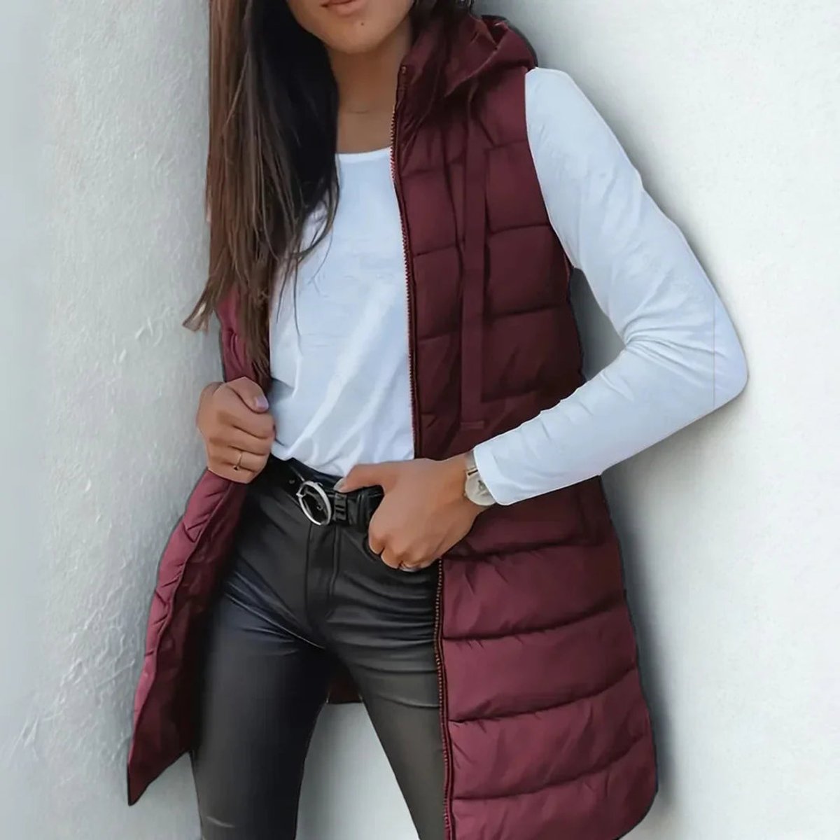 Madison | Elegant Hooded Puffer Vest - Solfae