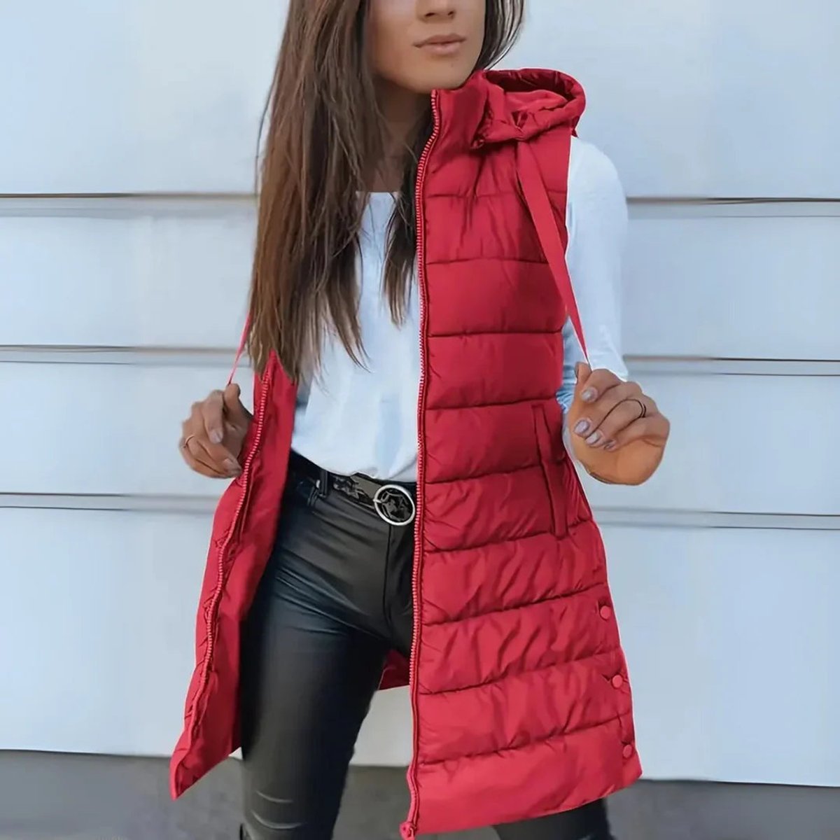 Madison | Elegant Hooded Puffer Vest - Solfae