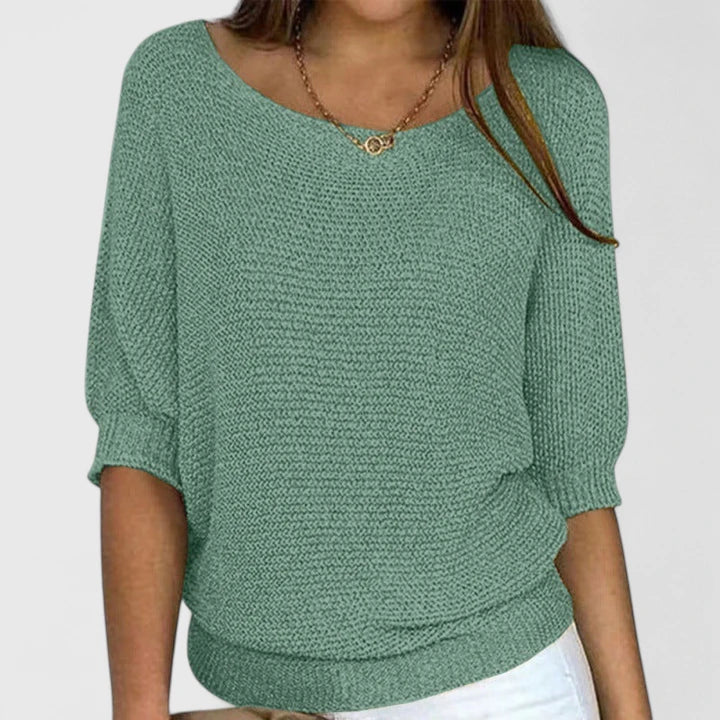 Maureen | Elegant Batwing Knit Sweater - Solfae