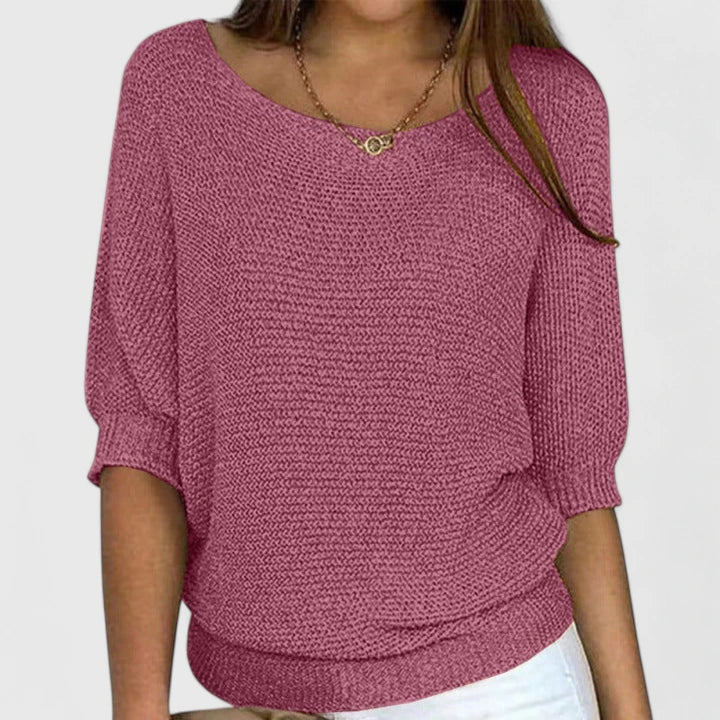 Maureen | Elegant Batwing Knit Sweater - Solfae