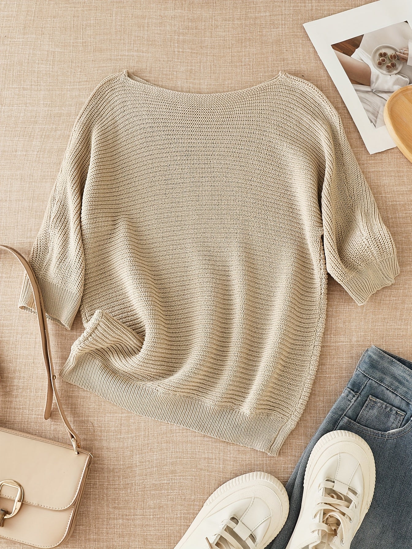 Megan | Elegant Boat-Neck Knit Sweater - Solfae