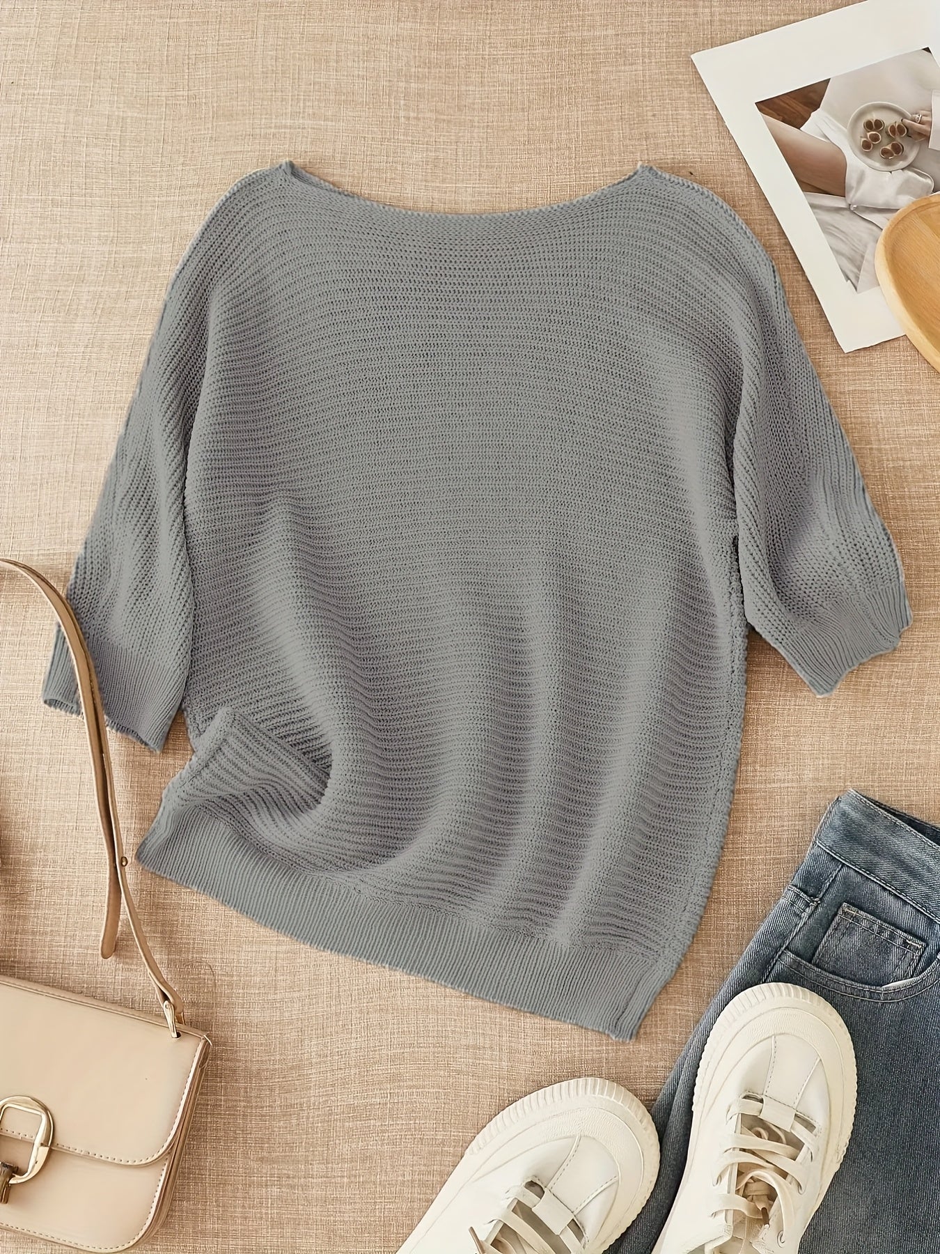 Megan | Elegant Boat-Neck Knit Sweater - Solfae