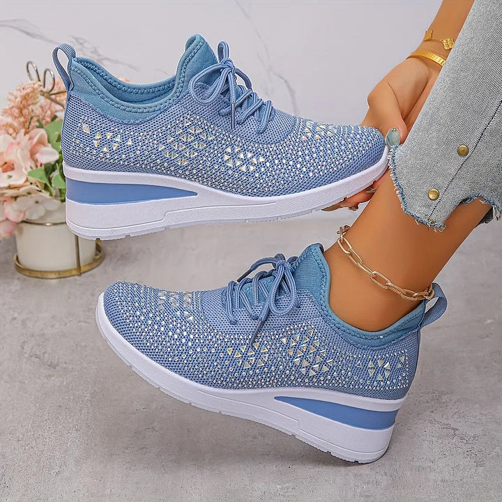 Melissa | Comfortable Rhinestone Knit Sneakers - Solfae