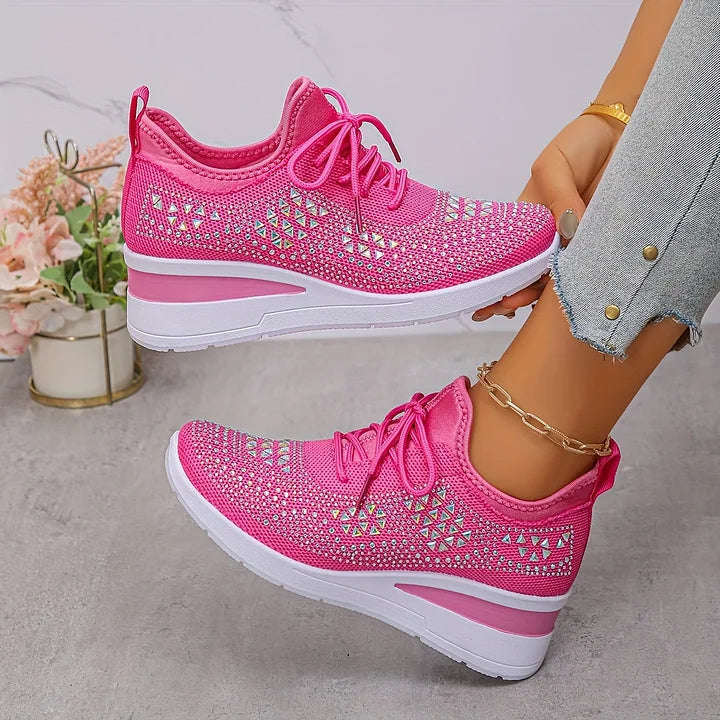 Melissa | Comfortable Rhinestone Knit Sneakers - Solfae