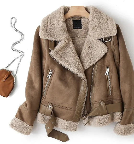 Melissa | Cozy Shearling Aviator Jacket - Solfae