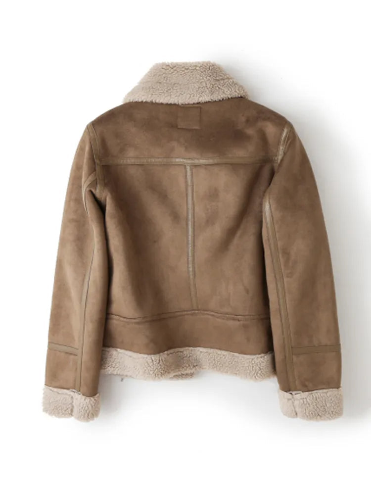 Melissa | Cozy Shearling Aviator Jacket - Solfae