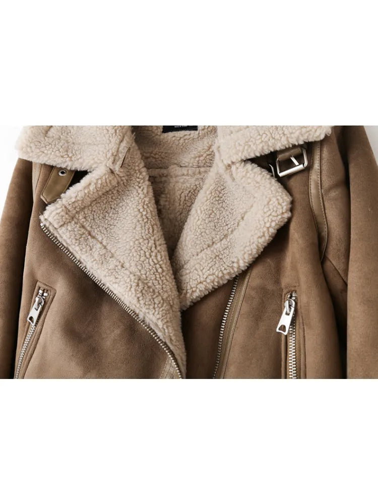 Melissa | Cozy Shearling Aviator Jacket - Solfae