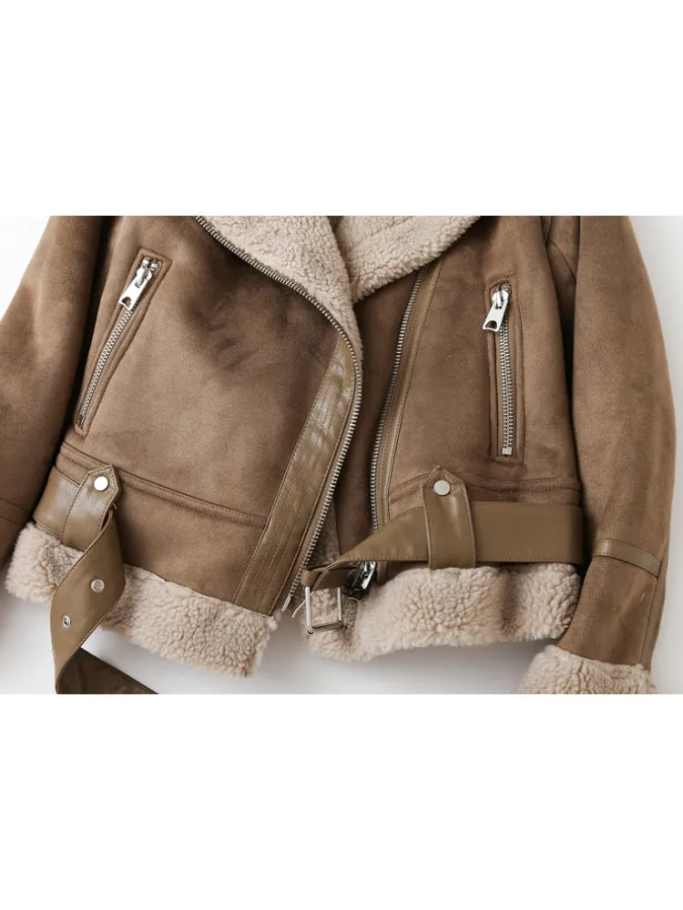 Melissa | Cozy Shearling Aviator Jacket - Solfae