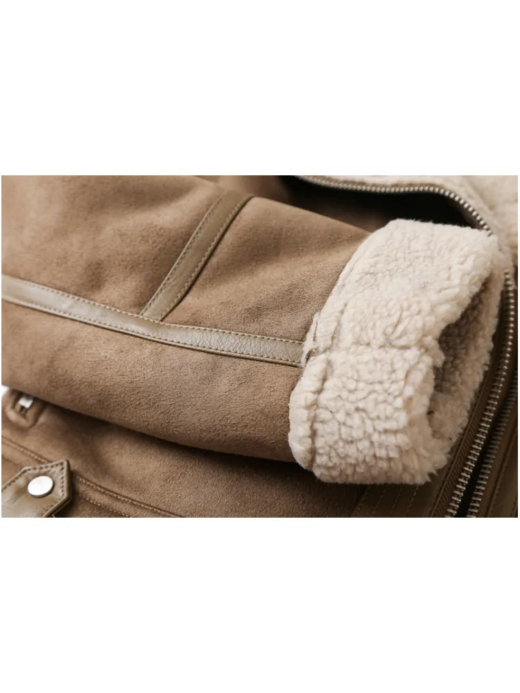 Melissa | Cozy Shearling Aviator Jacket - Solfae