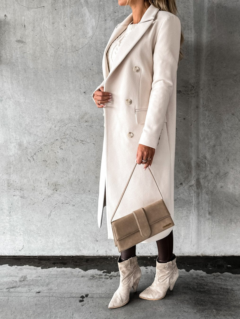 Melissa | Elegant Double-Breasted Long Coat - Solfae