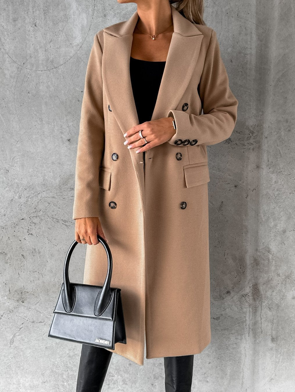 Melissa | Elegant Double-Breasted Long Coat - Solfae