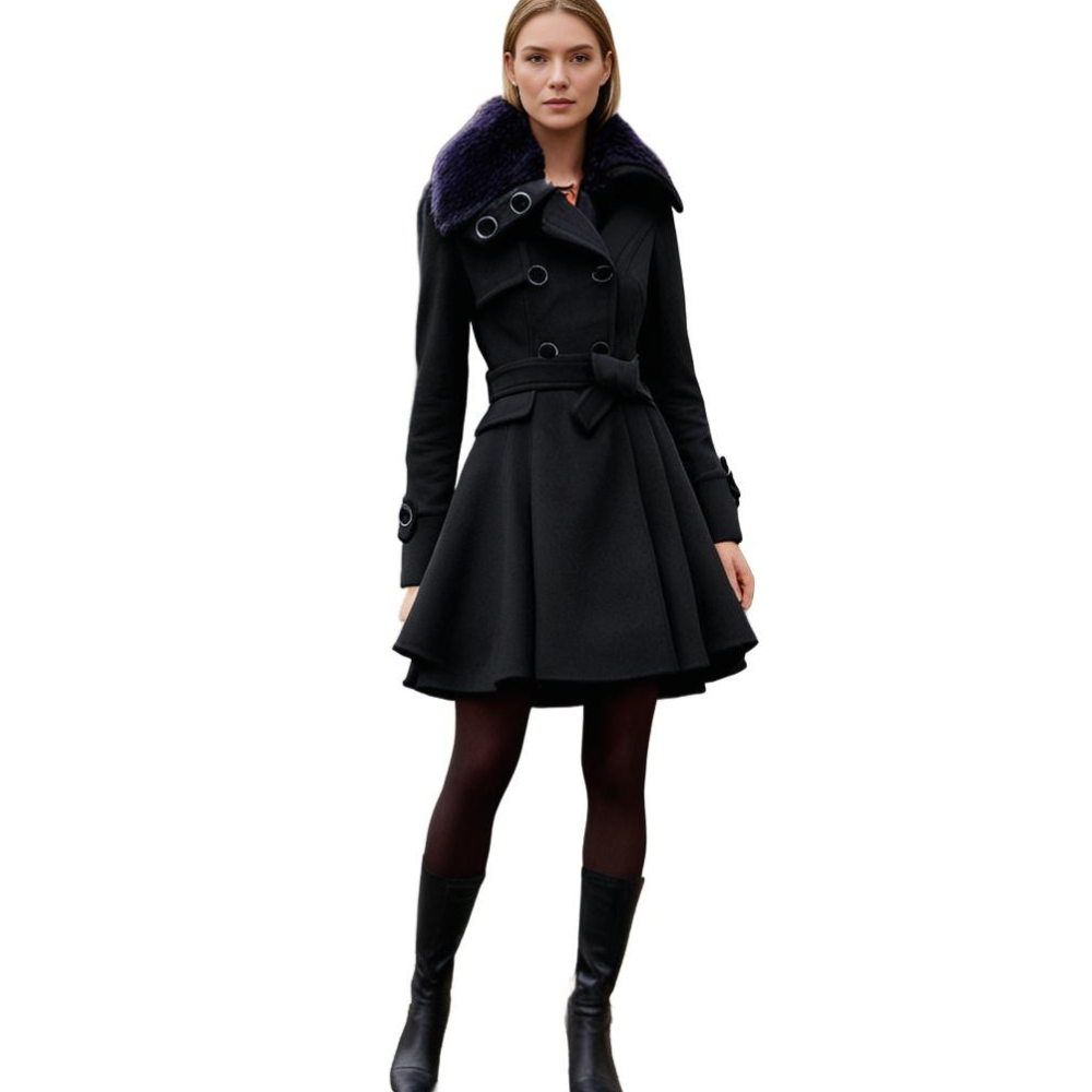 Melissa | Elegant Faux-Fur Peplum Coat - Solfae
