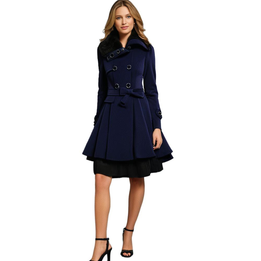 Melissa | Elegant Faux-Fur Peplum Coat - Solfae