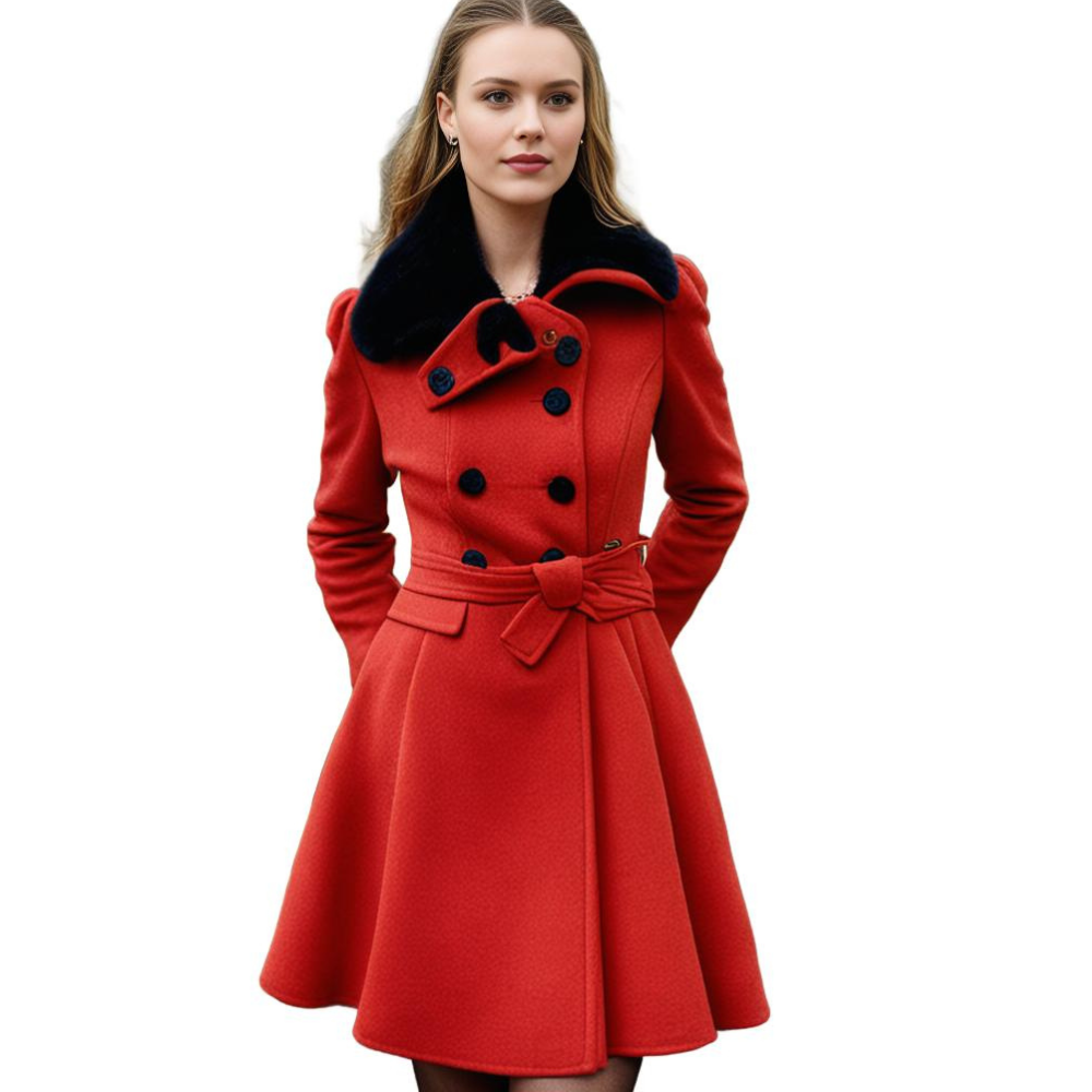 Melissa | Elegant Faux-Fur Peplum Coat - Solfae