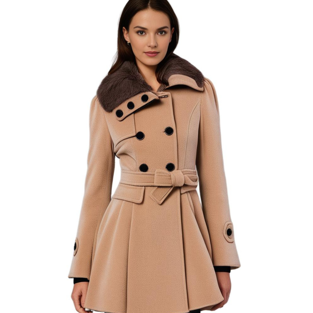 Melissa | Elegant Faux-Fur Peplum Coat - Solfae
