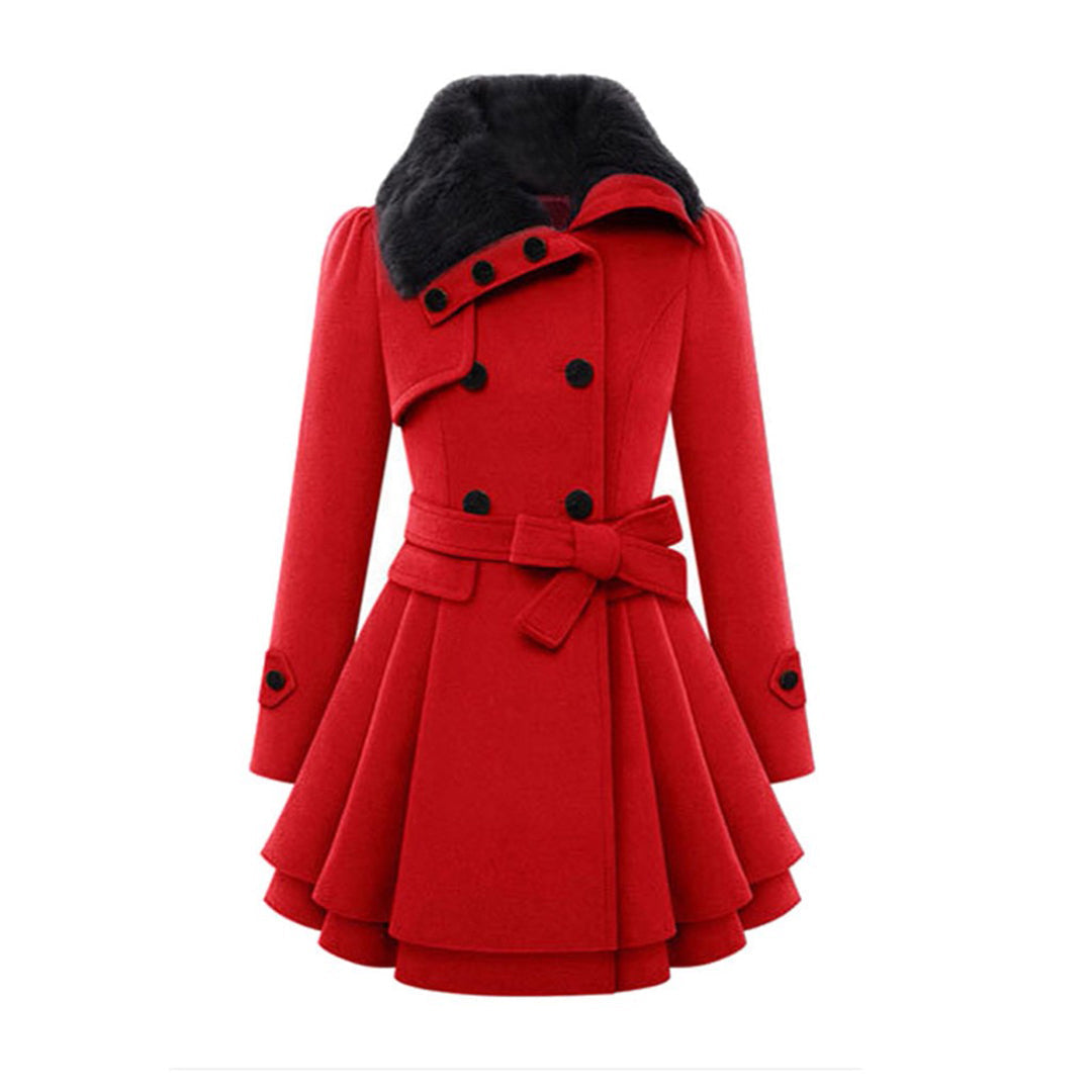 Melissa | Elegant Faux-Fur Peplum Coat - Solfae