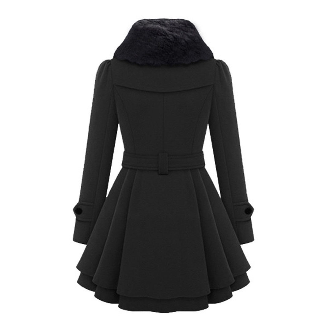Melissa | Elegant Faux-Fur Peplum Coat - Solfae