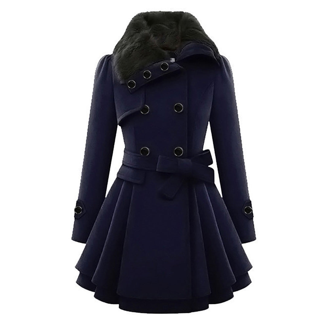 Melissa | Elegant Faux-Fur Peplum Coat - Solfae