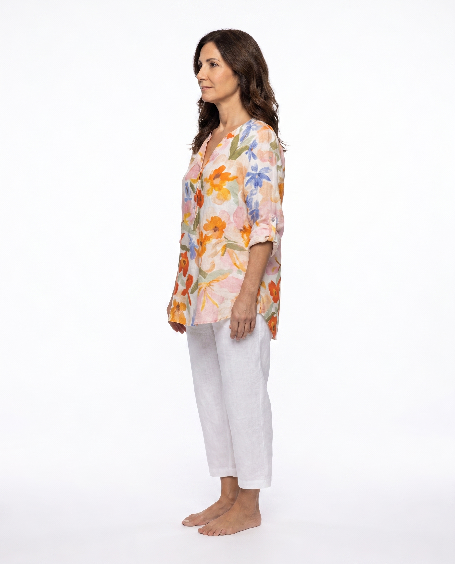 Melissa | Feminine Floral Linen Blouse - Solfae