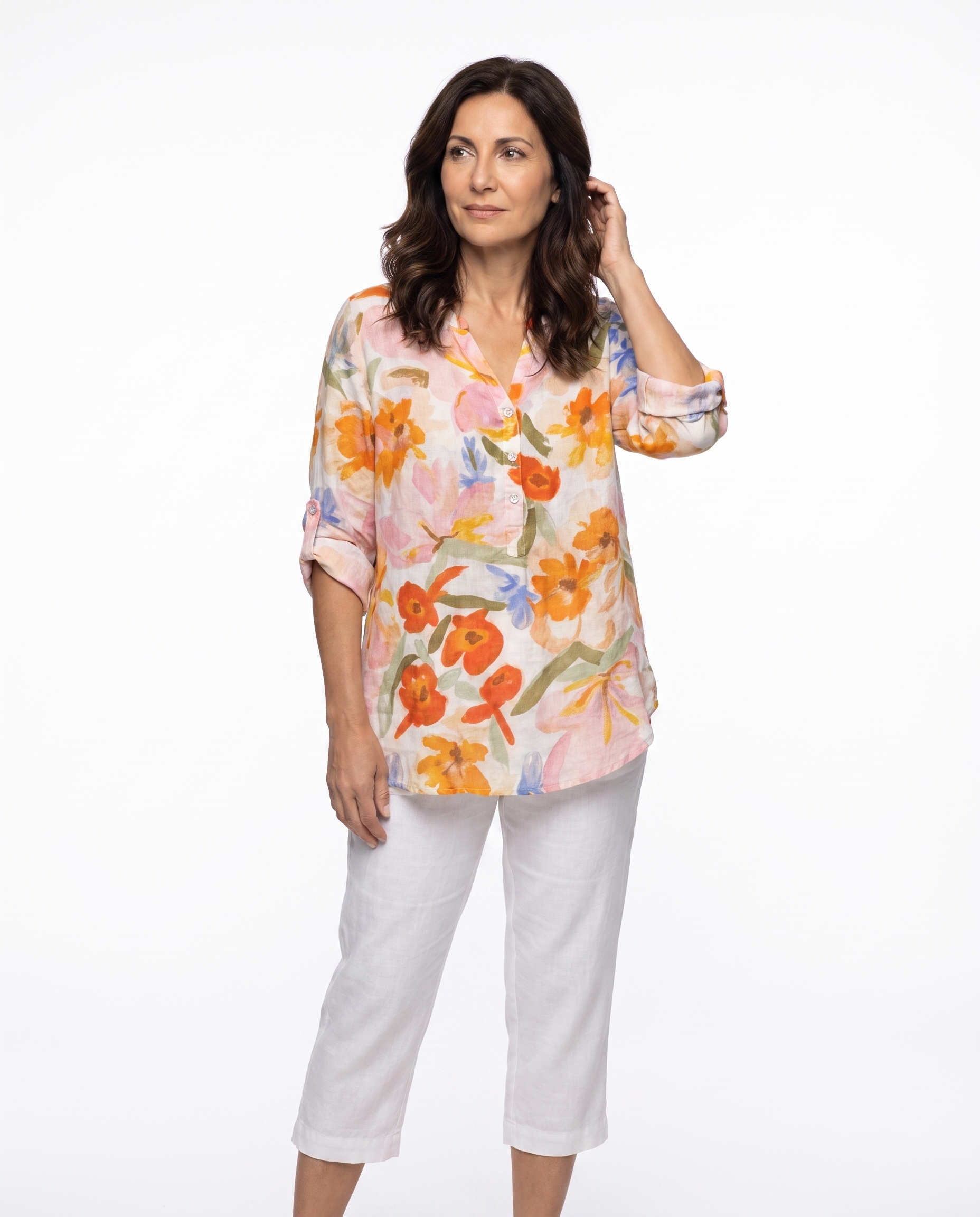 Melissa | Feminine Floral Linen Blouse - Solfae