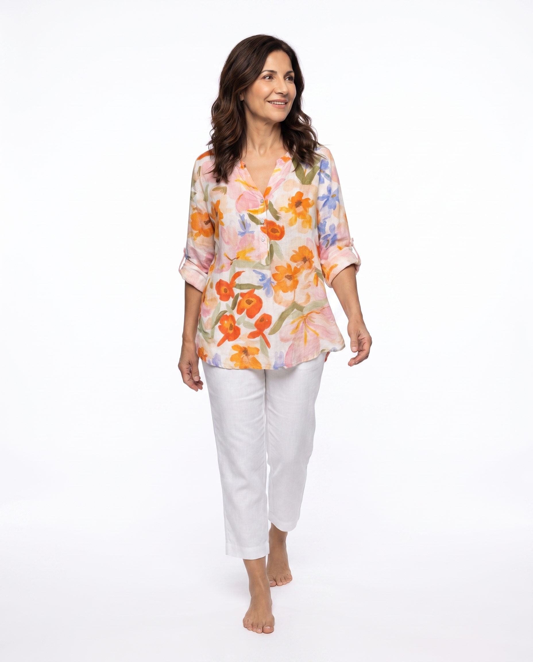 Melissa | Feminine Floral Linen Blouse - Solfae