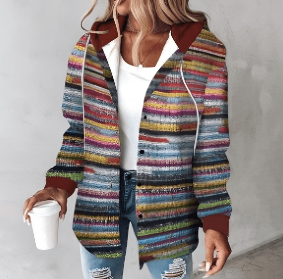 Melissa | Stylish Striped Hooded Jacket - Solfae