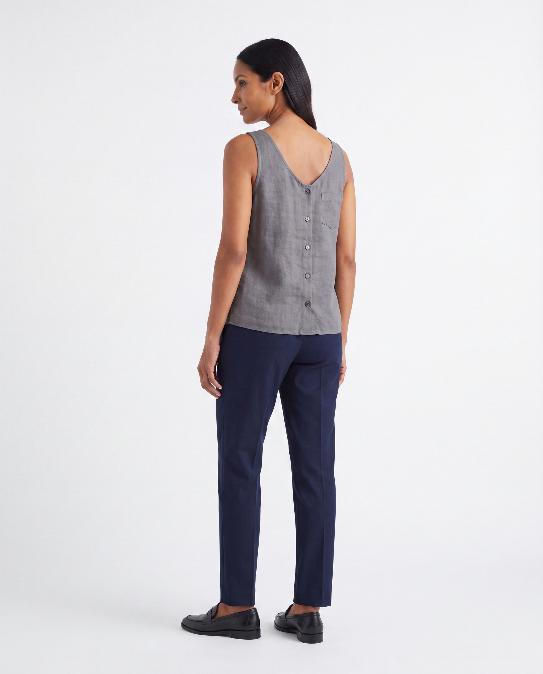 Michelle | Elegant Button-Up Sleeveless Blouse - Solfae