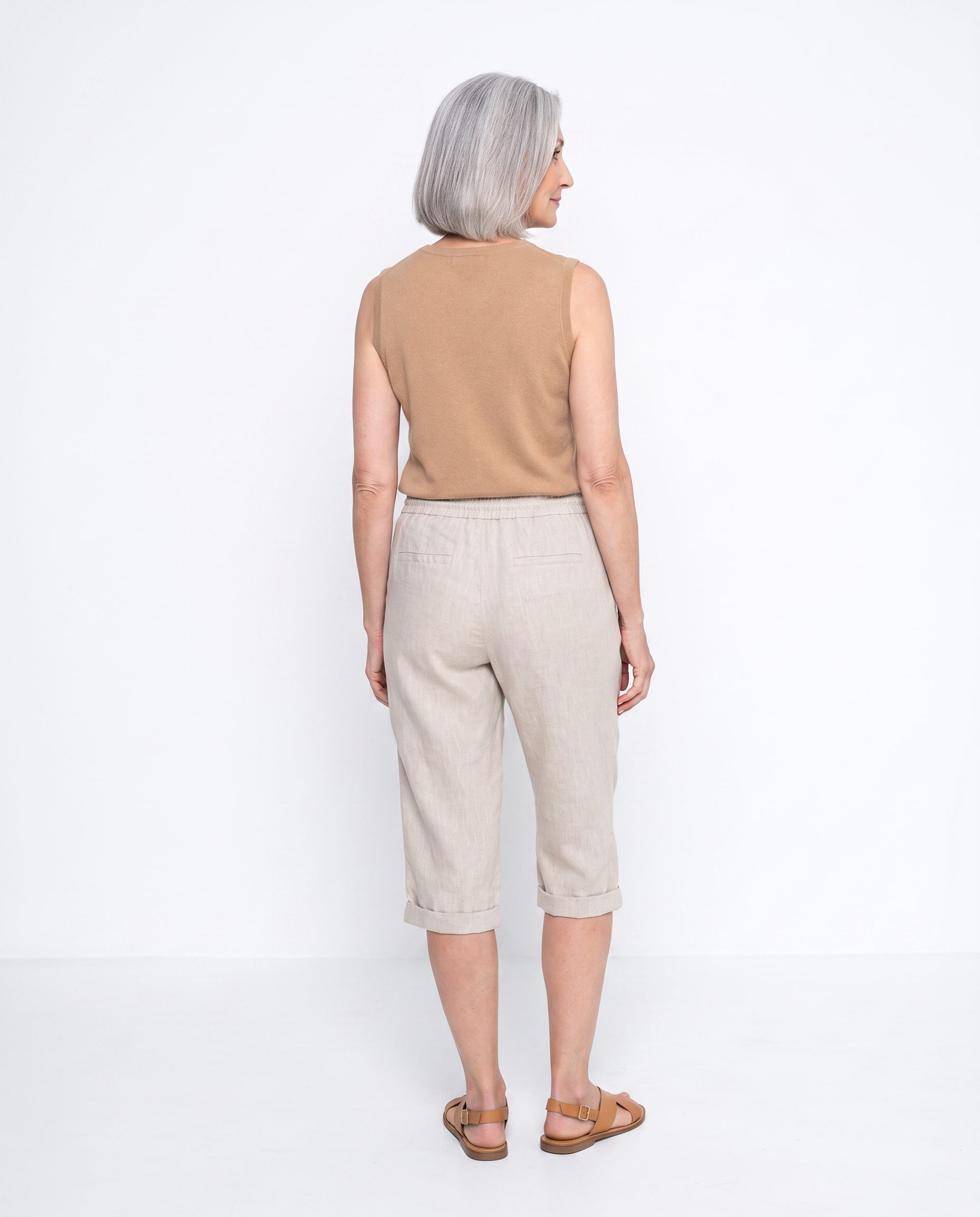 Michelle | Elegant Linen Cropped Pants - Solfae