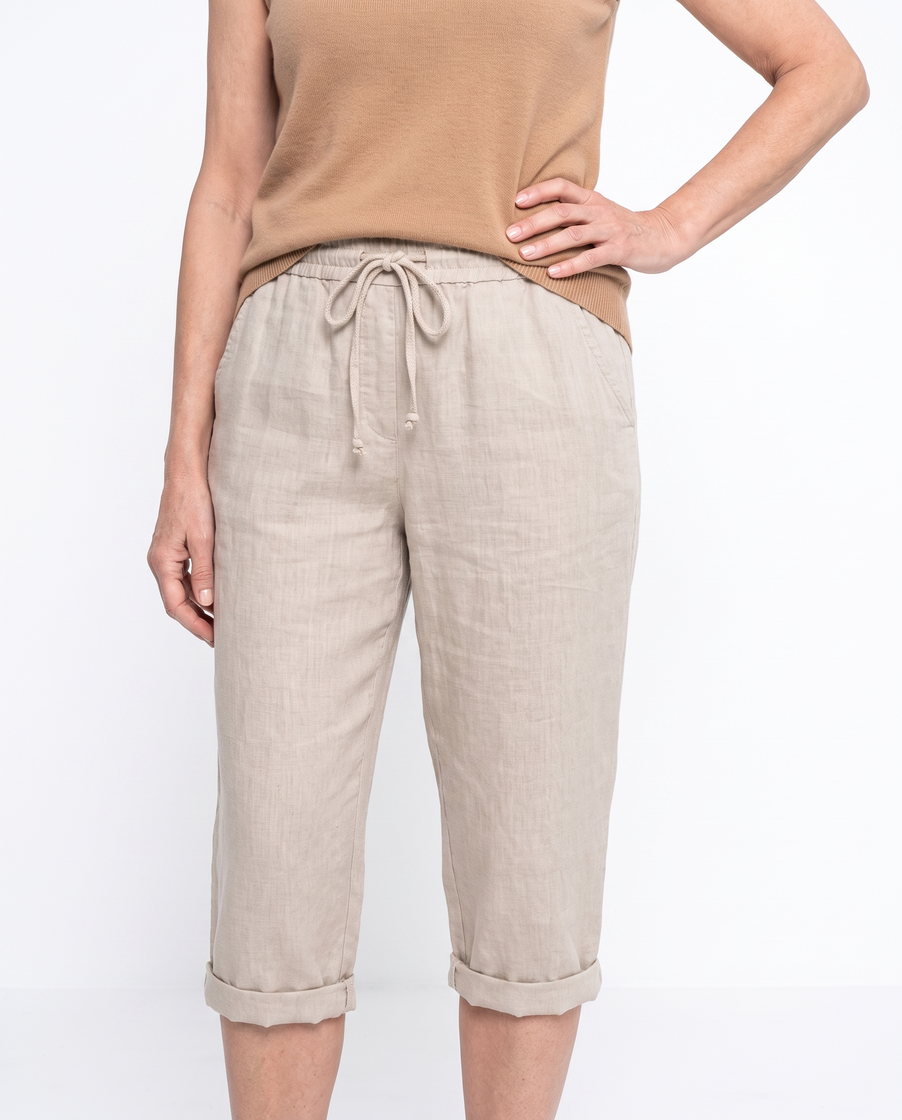 Michelle | Elegant Linen Cropped Pants - Solfae