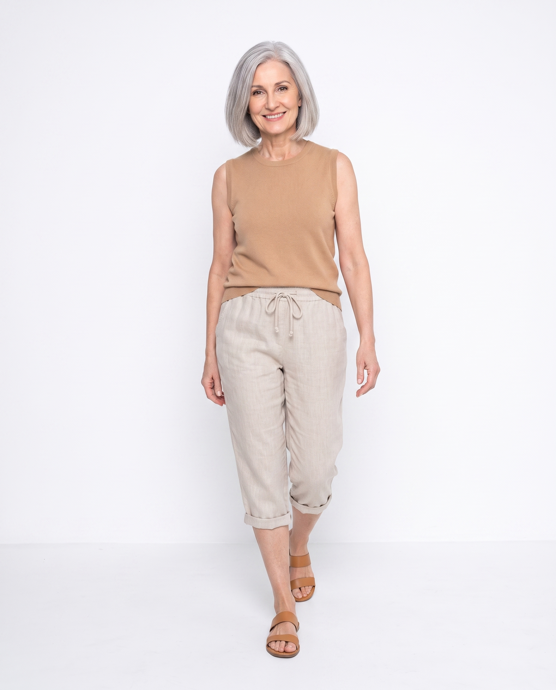 Michelle | Elegant Linen Cropped Pants - Solfae