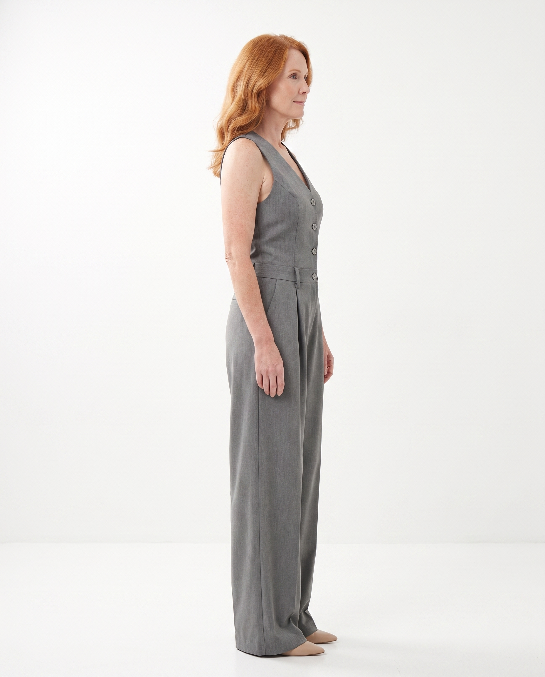 Michelle | Flattering Vest Wide-Leg Jumpsuit - Solfae