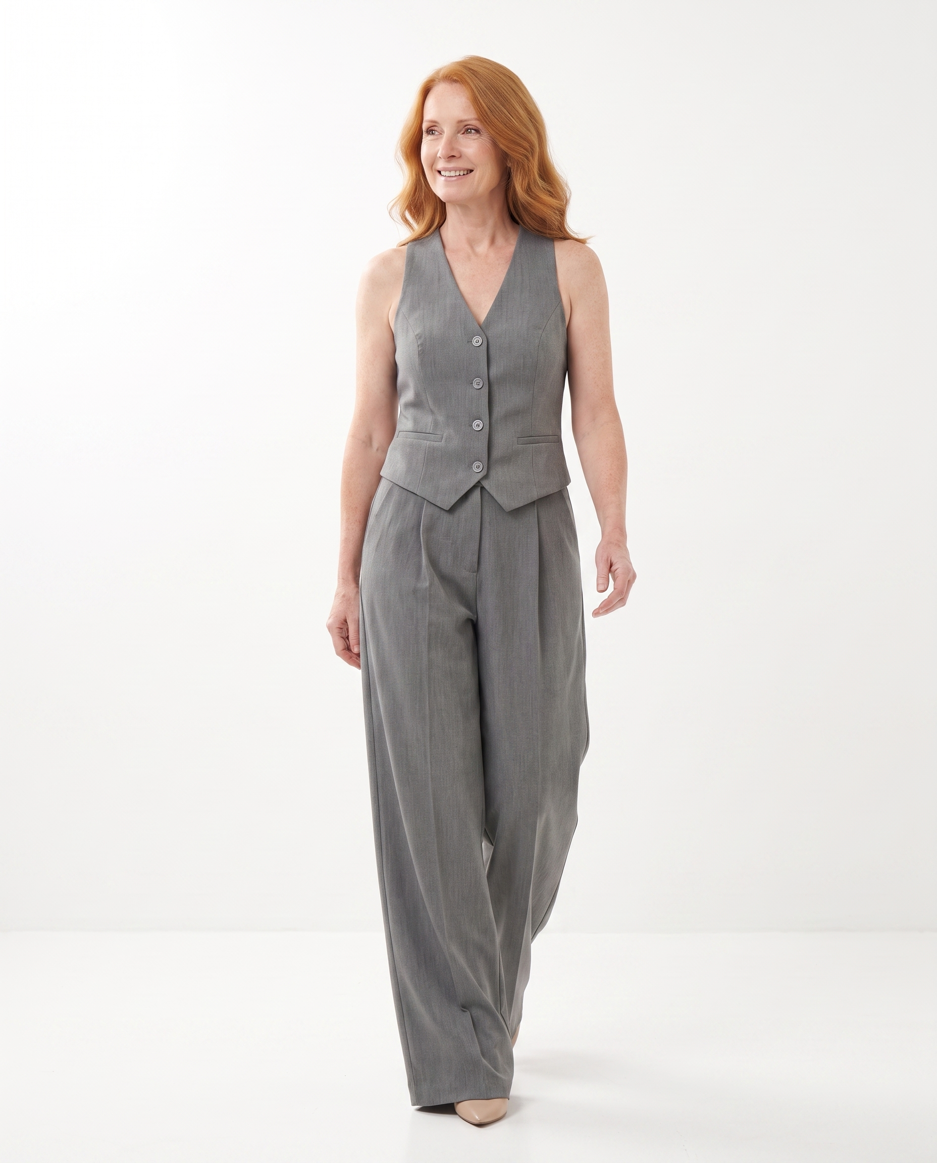 Michelle | Flattering Vest Wide-Leg Jumpsuit - Solfae
