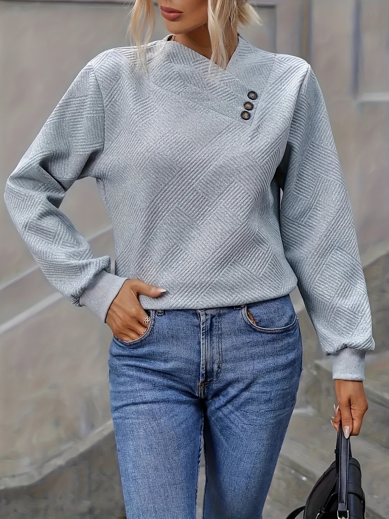 Nadine | Elegant Asymmetrical Button Sweater - Solfae