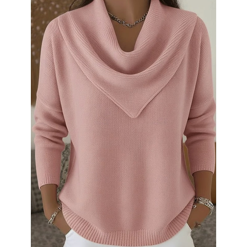 Nicole | Elegant Cowl-Neck Knit Sweater - Solfae